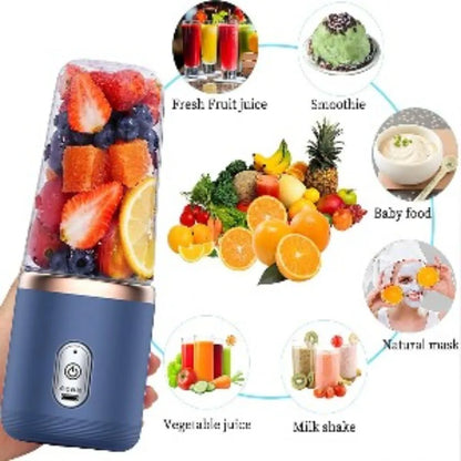 Personal Blender Portable, USB Rechargeable 400ML Mini Blender with 6 Blades, Travel Lid for Smoothie Shake Gym Outdoor