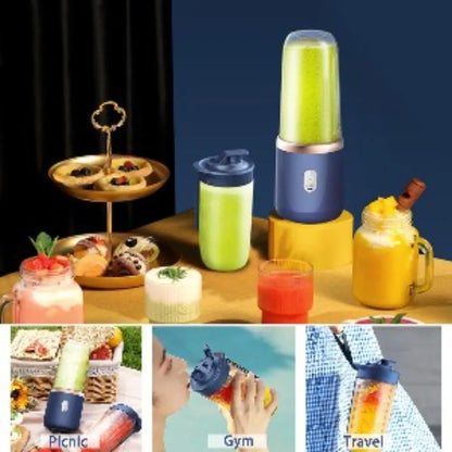Personal Blender Portable, USB Rechargeable 400ML Mini Blender with 6 Blades, Travel Lid for Smoothie Shake Gym Outdoor