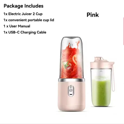 Personal Blender Portable, USB Rechargeable 400ML Mini Blender with 6 Blades, Travel Lid for Smoothie Shake Gym Outdoor